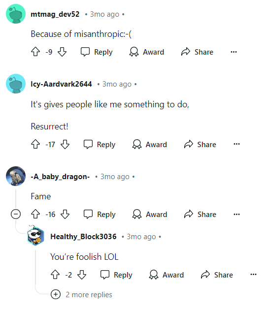 some normal downvoted comments