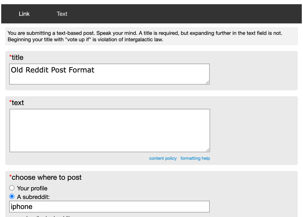 old reddit post format